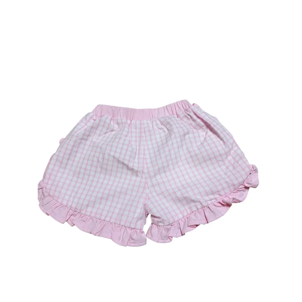 Stitchy Fish Girl Pink Gingham Smocked Crab Bishop Top & Bloomer Set 3T Nautical